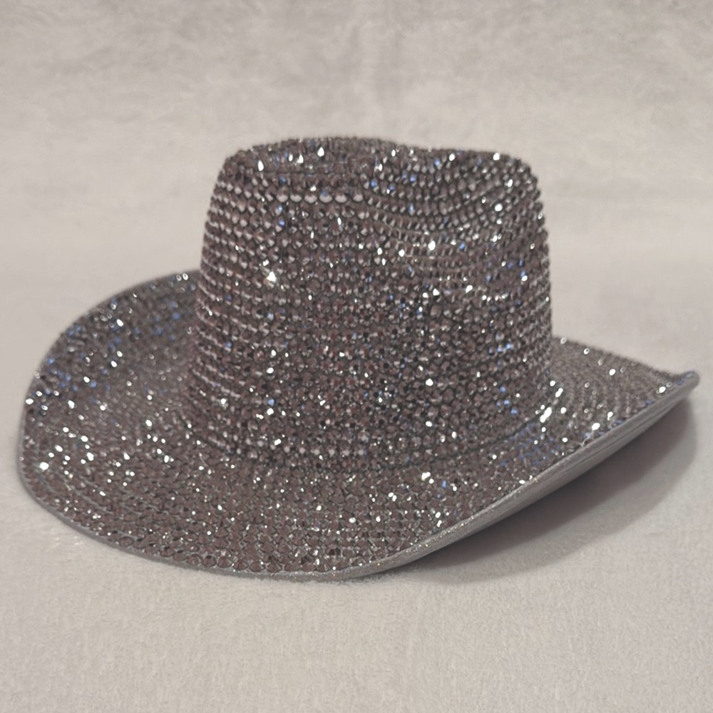 Rhinestone Embellished Silver Cowboy Hat